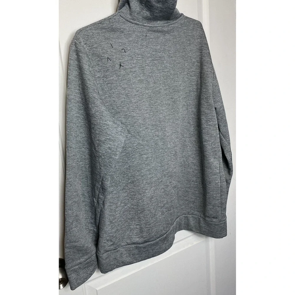 Air Jordan Therma Hoodie Men's M Gray Graphic Jump Man Pockets Fleece Pullover